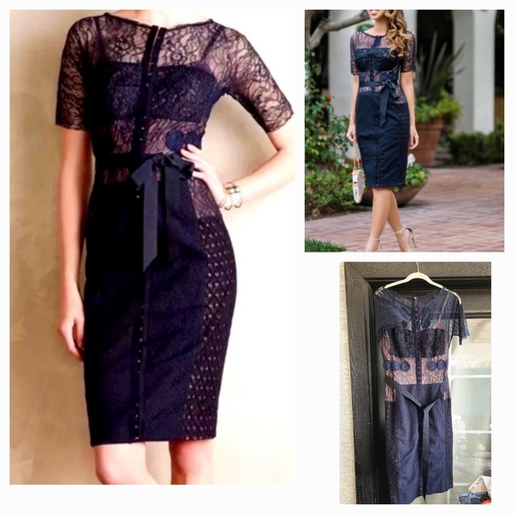 Elegant Lace Navy Dress‎ - Picture 1 of 1